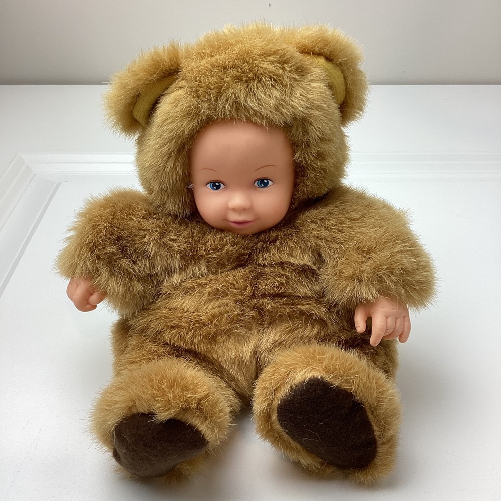 Anne Geddes Baby Bear Plush Doll Brown Faux Fur Beanbag Toy 9 Inch 1997 Unimax